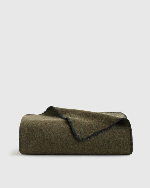 Wool Whipstitch Throw - 50x70 / Olive