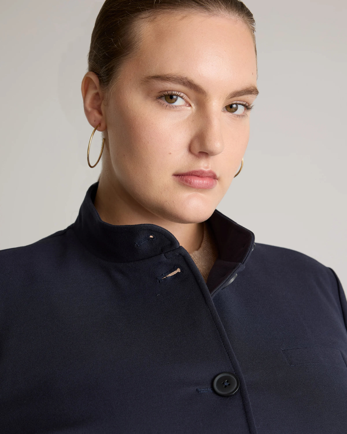 Ultra-Stretch Ponte Stand Collar Blazer - XS / Navy