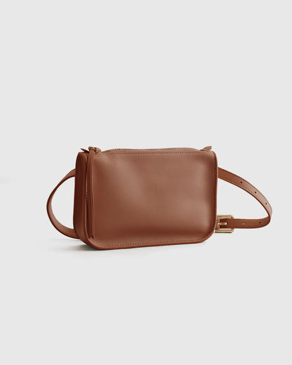 100% Italian Nappa Leather Belt Bag - S/M / Cognac