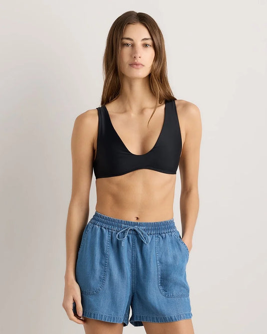 Italian Plunge Bikini Top - XS / Black