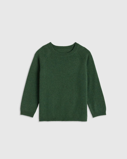 Washable Cashmere Crewneck Sweater - 2T / Forest Floor Green