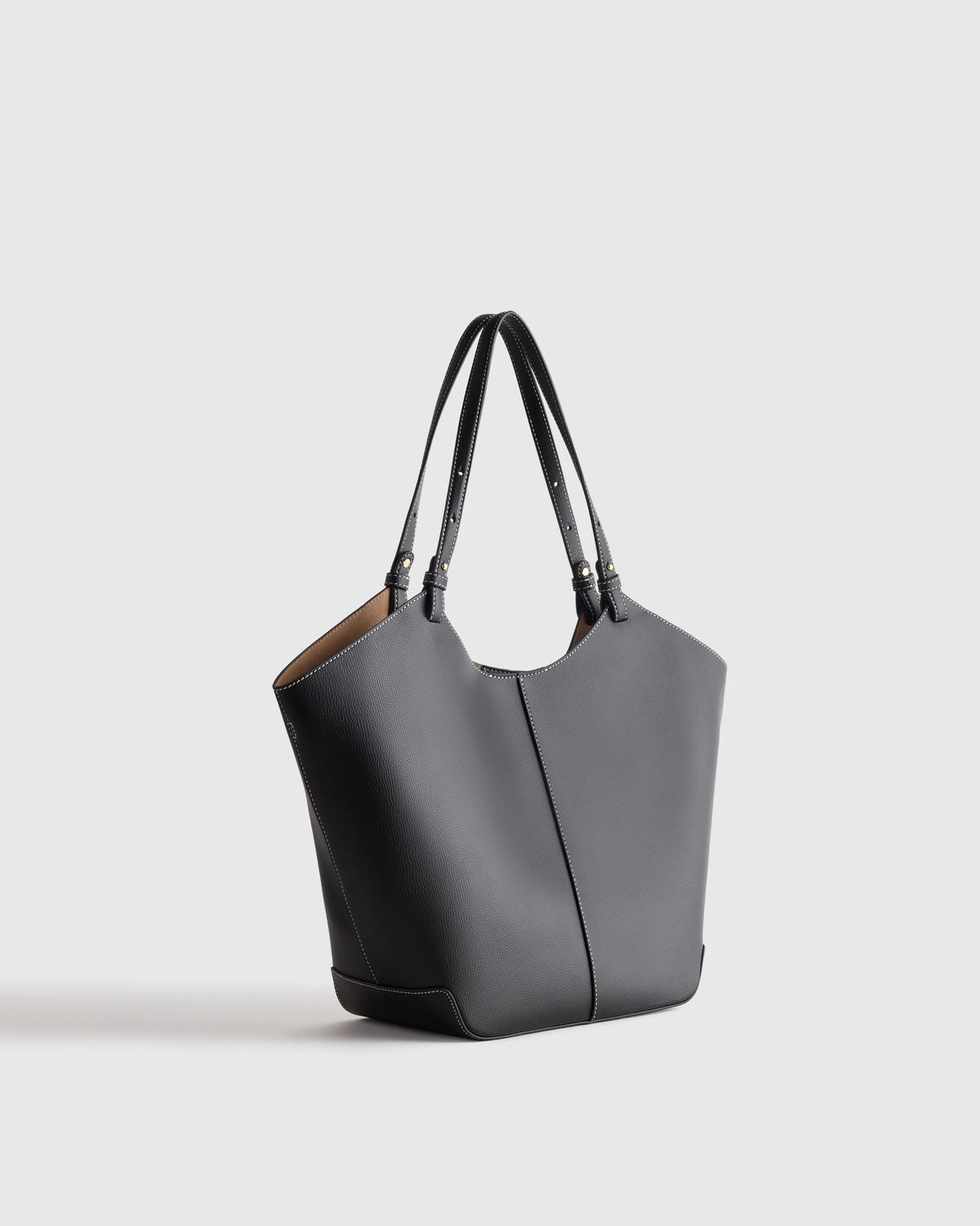 Italian Leather Trapeze Tote - One Size / Dark Brown