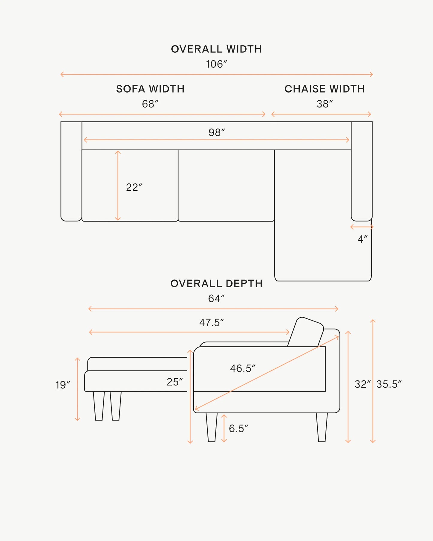 Atlas Midcentury Chaise Sectional in Performance Velvet - 106" Right Arm / Pine