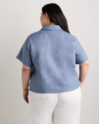 100% European Linen Short Sleeve Shirt - 1X / Flax