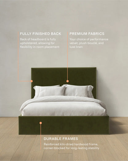 Square Bed in Performance Velvet - Full / Butterscotch