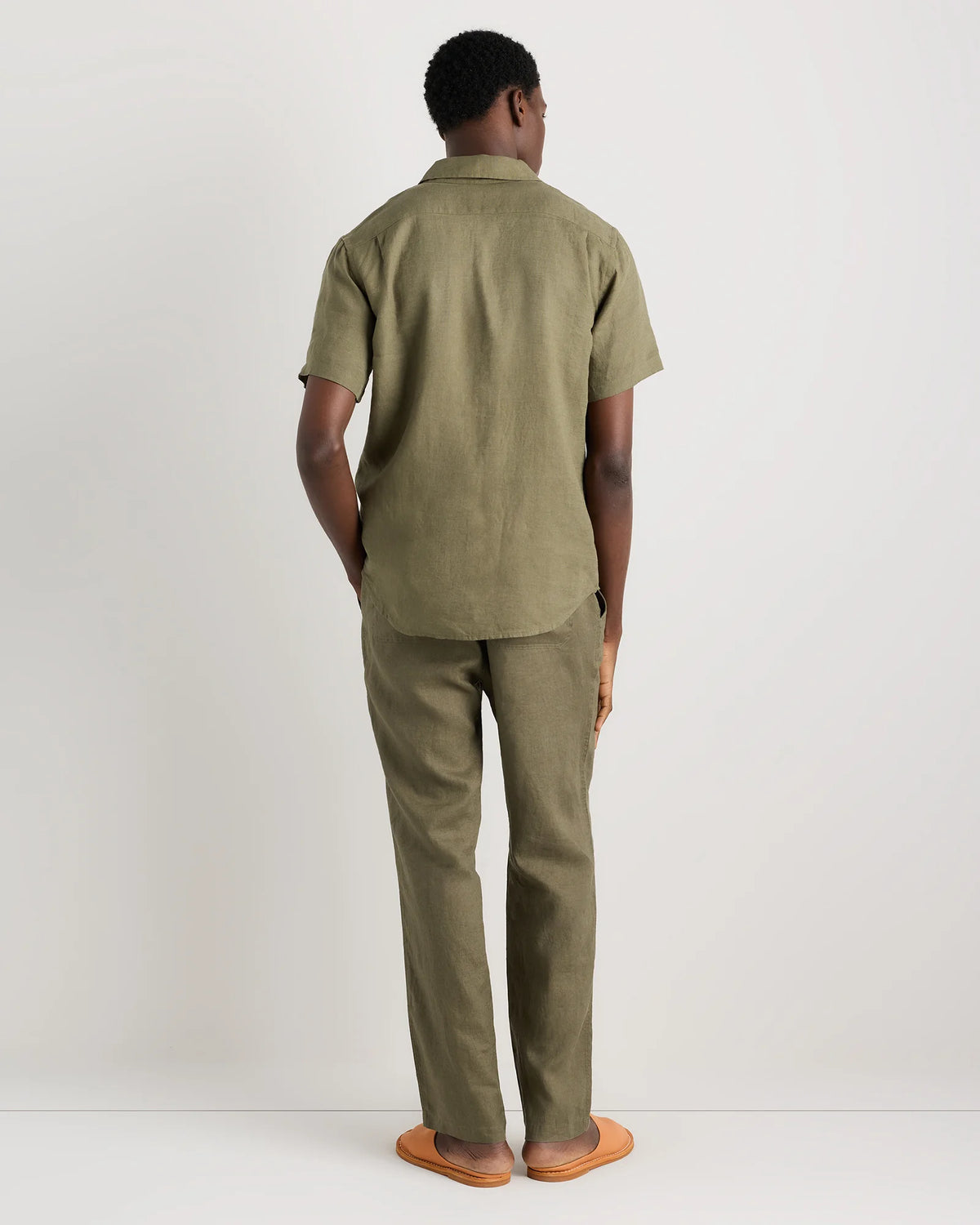 100% European Linen Drawstring Beach Pants - XS / Taupe Brown Chambray