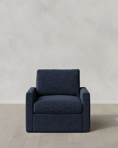 Brennan Swivel Chair in Performance Chenille Linen Blend - 32" / Slate