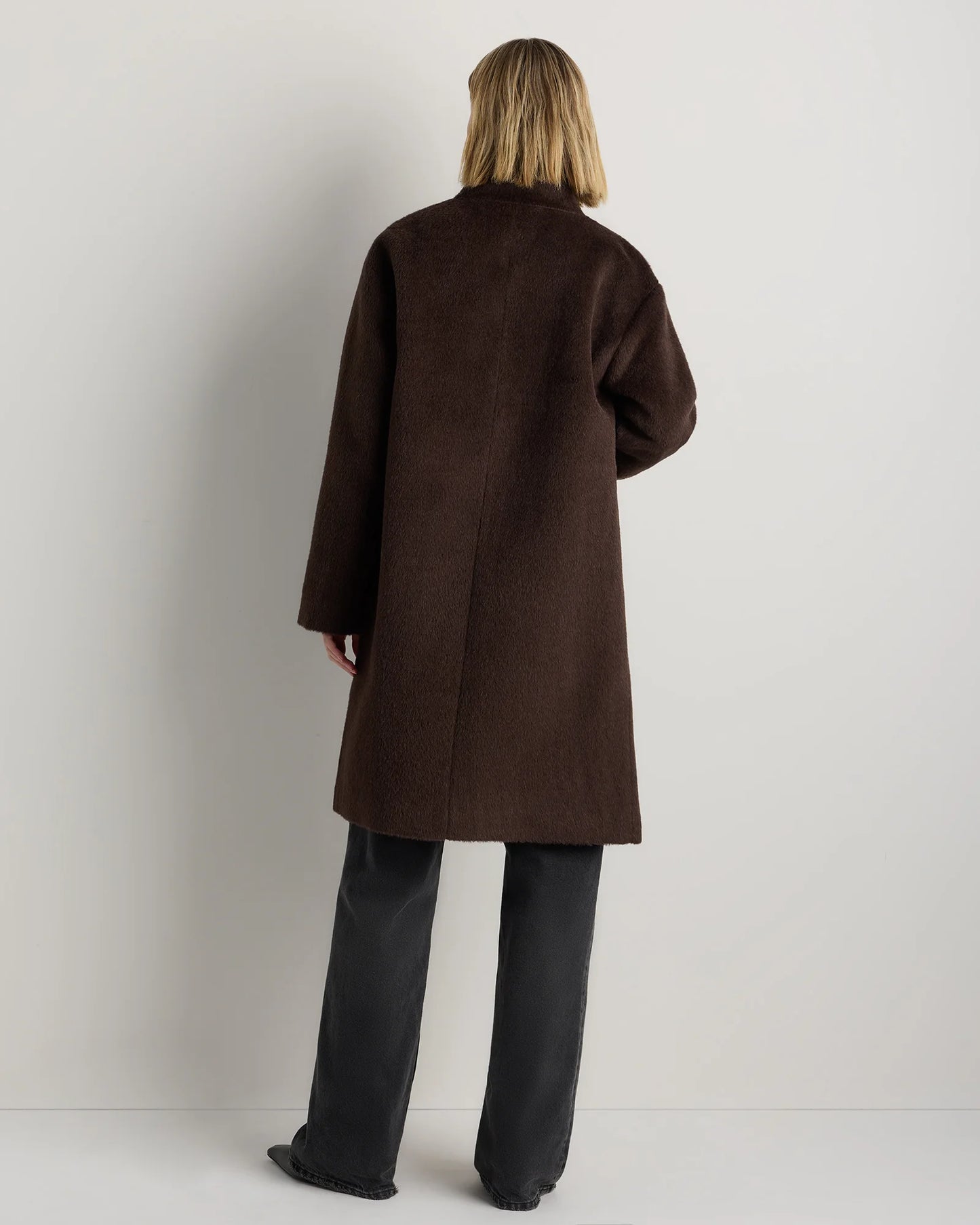 Alpaca-Wool Stand Collar Coat - XS / Rustic Brown