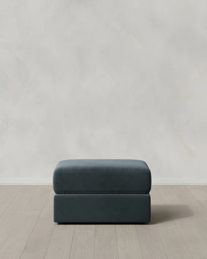 Ashford Deep Seat Ottoman in Performance Velvet - One Size / Ivory