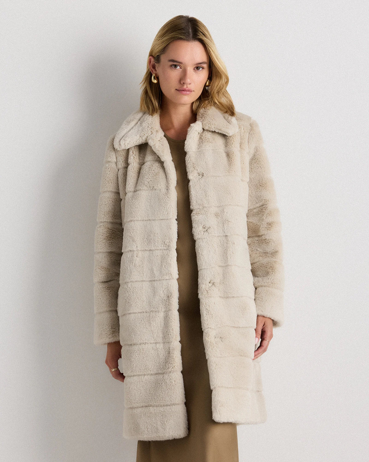 Faux Fur Long Coat - XS / Latte