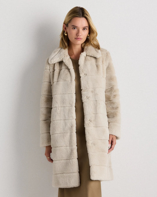 Faux Fur Long Coat - XS / Latte