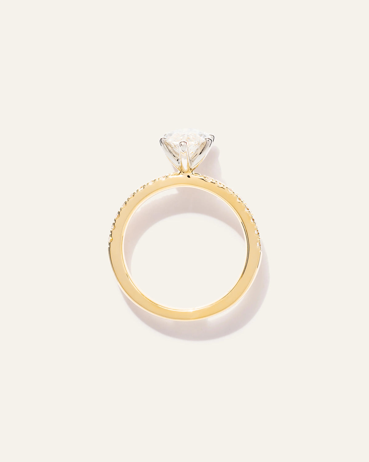Lab Grown Diamond Marquise Petite Pave Engagement Ring - 2ct - 4 / Yellow Gold