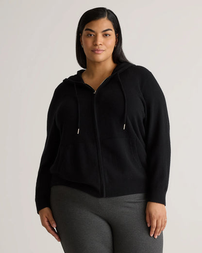 Mongolian Cashmere Full-Zip Hoodie - 1X / True Navy