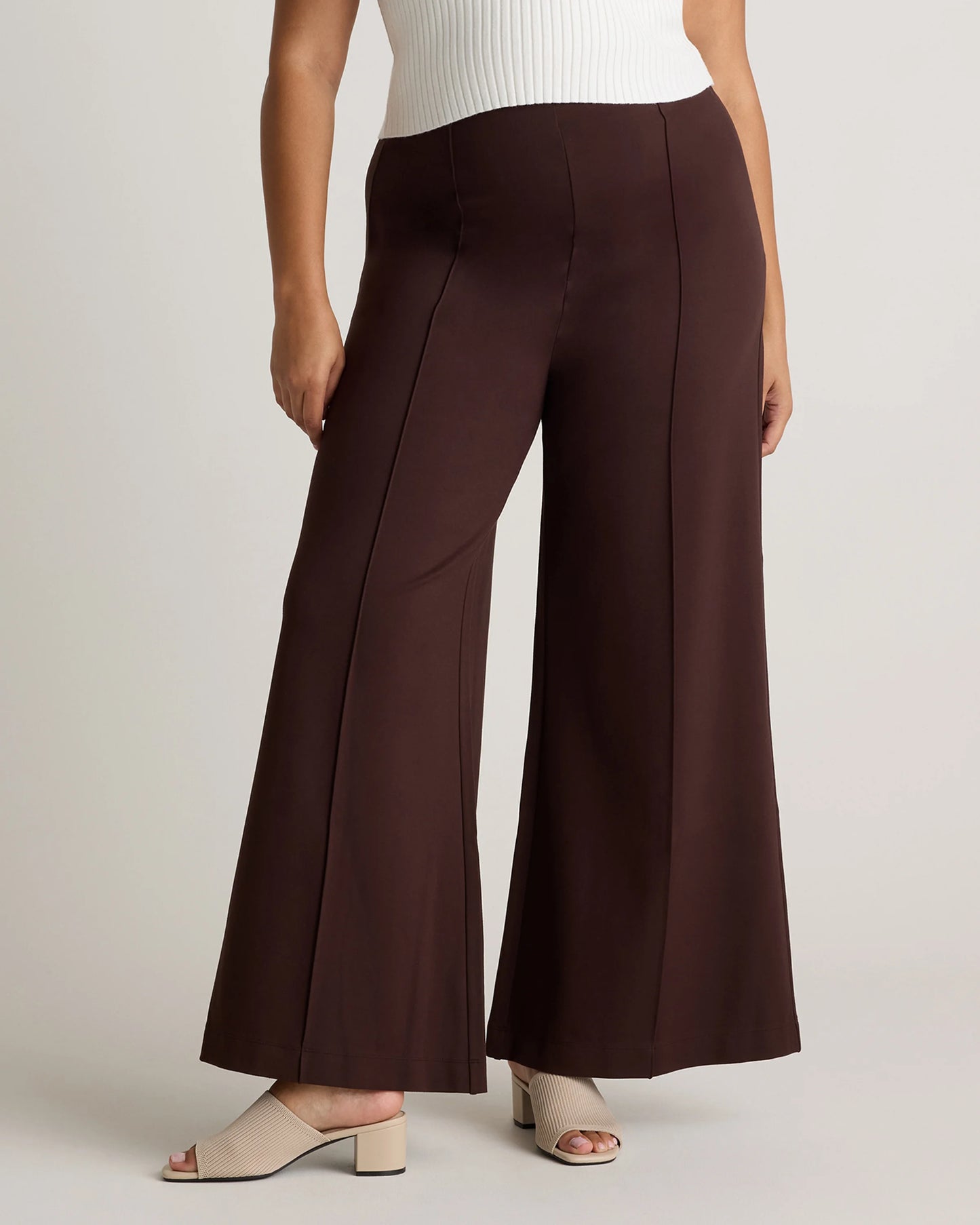 Ultra-Stretch Ponte Super Wide Leg Pants - XS / Black