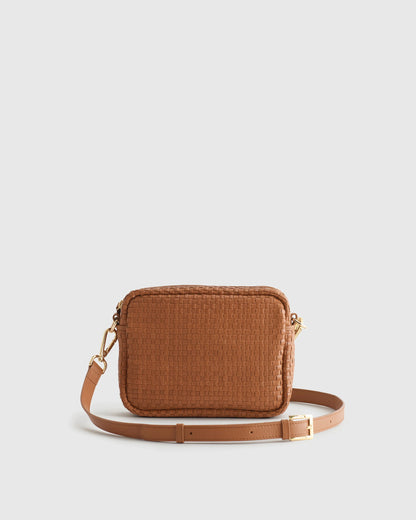 Italian Leather Handwoven Crossbody - One Size / Cognac