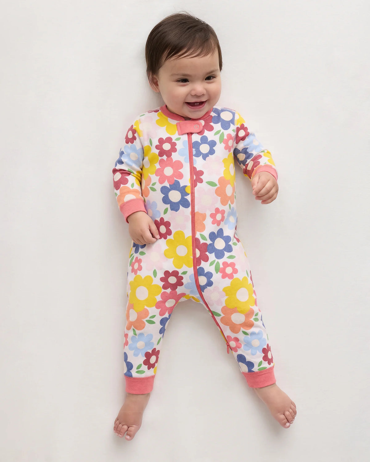 100% Organic Cotton One Piece Pajama - 0-3M / Navy Stripe