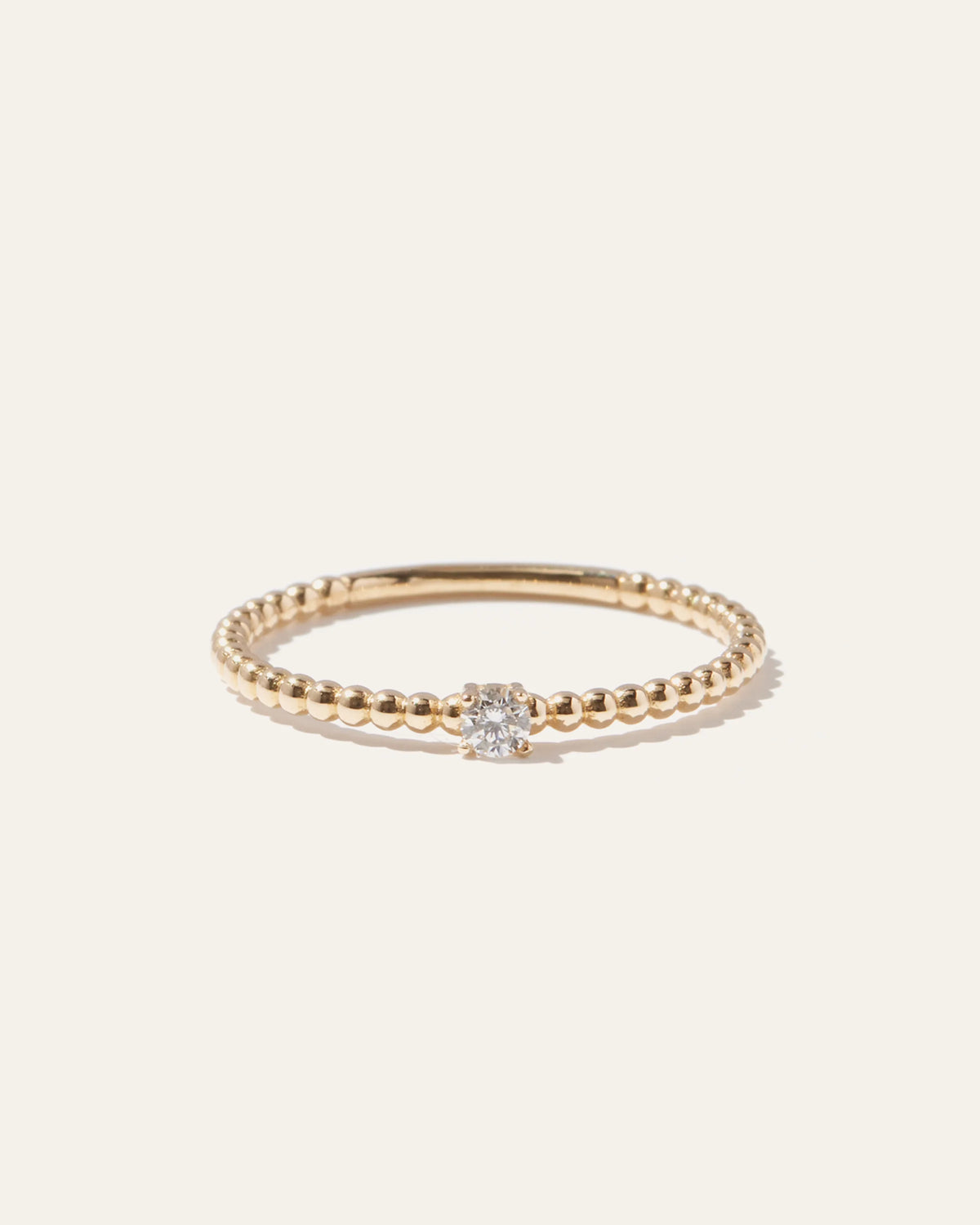 14K Gold Diamond Beaded Ring - 4 / Yellow Gold