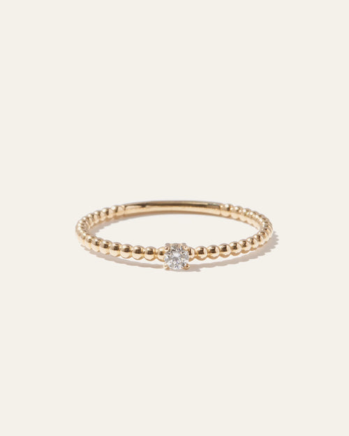 14K Gold Diamond Beaded Ring - 4 / Yellow Gold