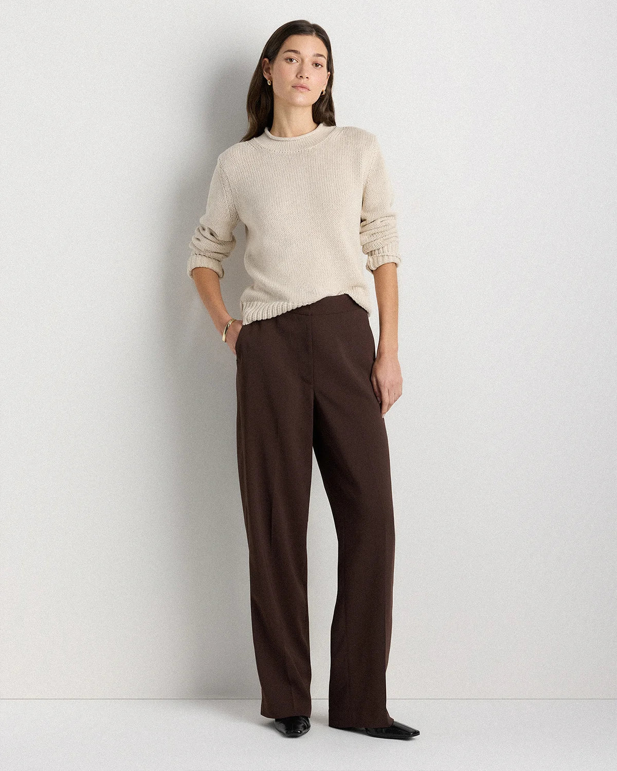 100% Organic Cotton Roll Neck Sweater - XS / Cornflower Mini Stripe