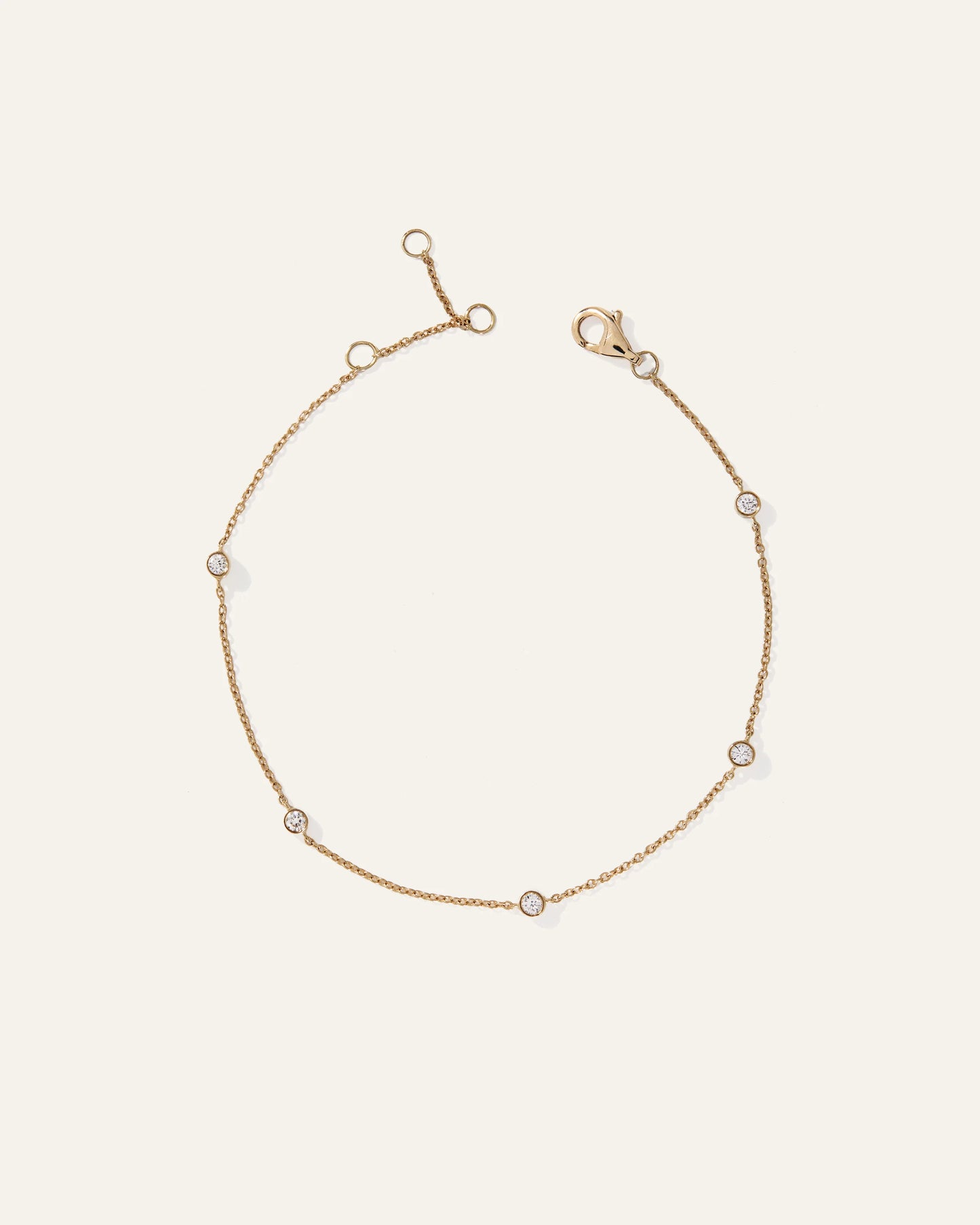 14K Gold Diamond Bezel Station Bracelet - One Size / White Gold