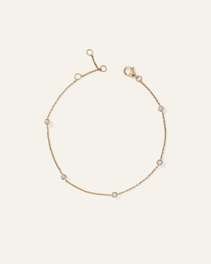 14K Gold Diamond Bezel Station Bracelet - One Size / White Gold