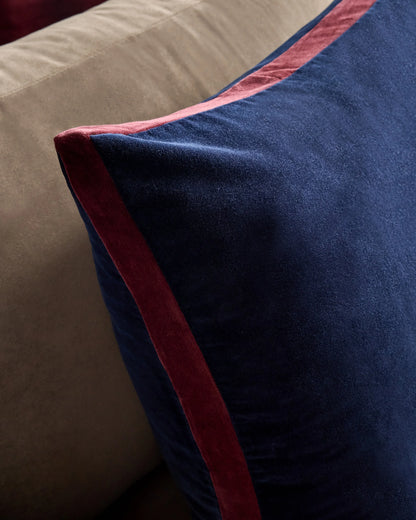 Contrast Velvet Edge Pillow Cover - 20x20 / Taupe/Espresso