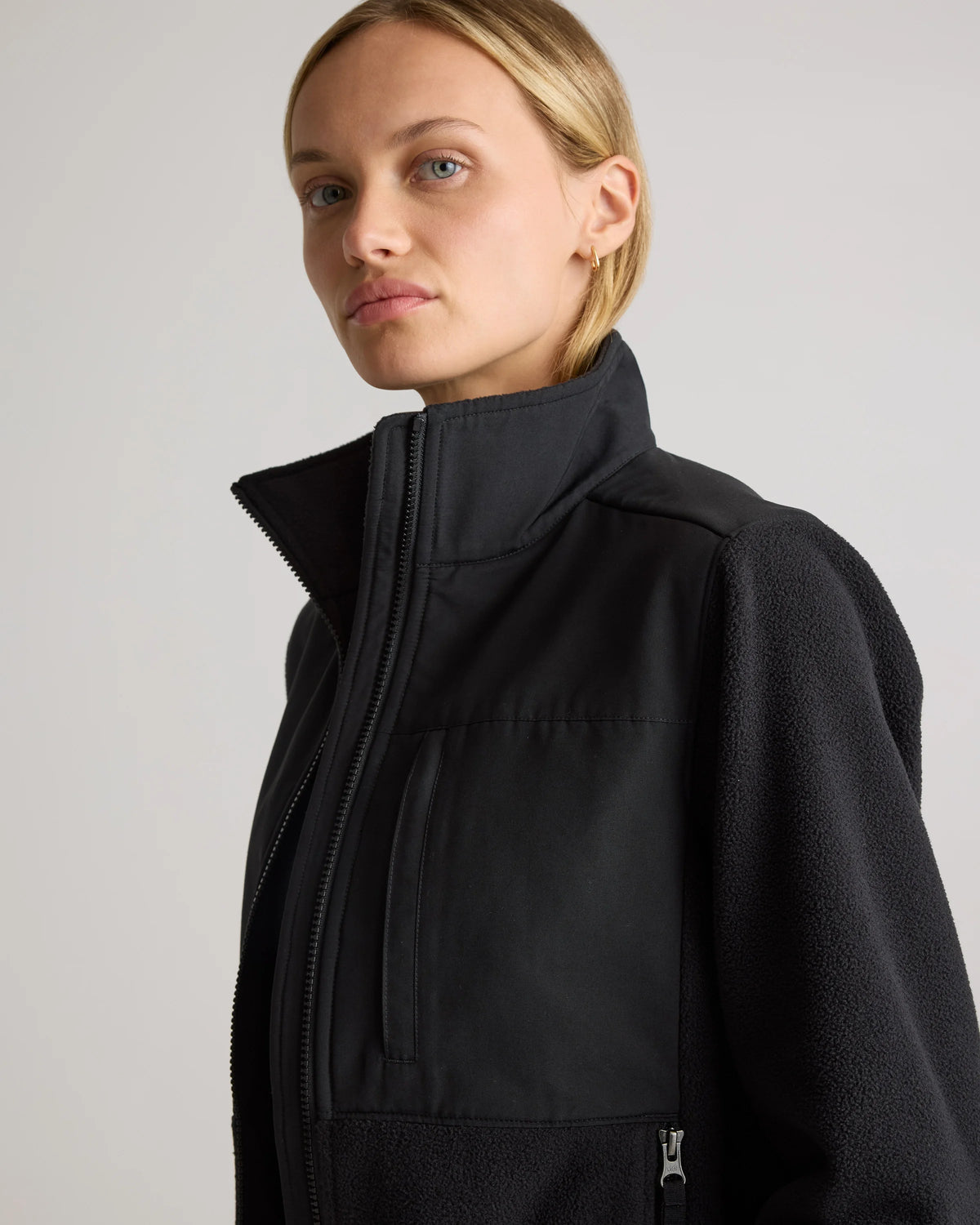 Polar Fleece Full-Zip Jacket - XS / Gravel/Bold Black