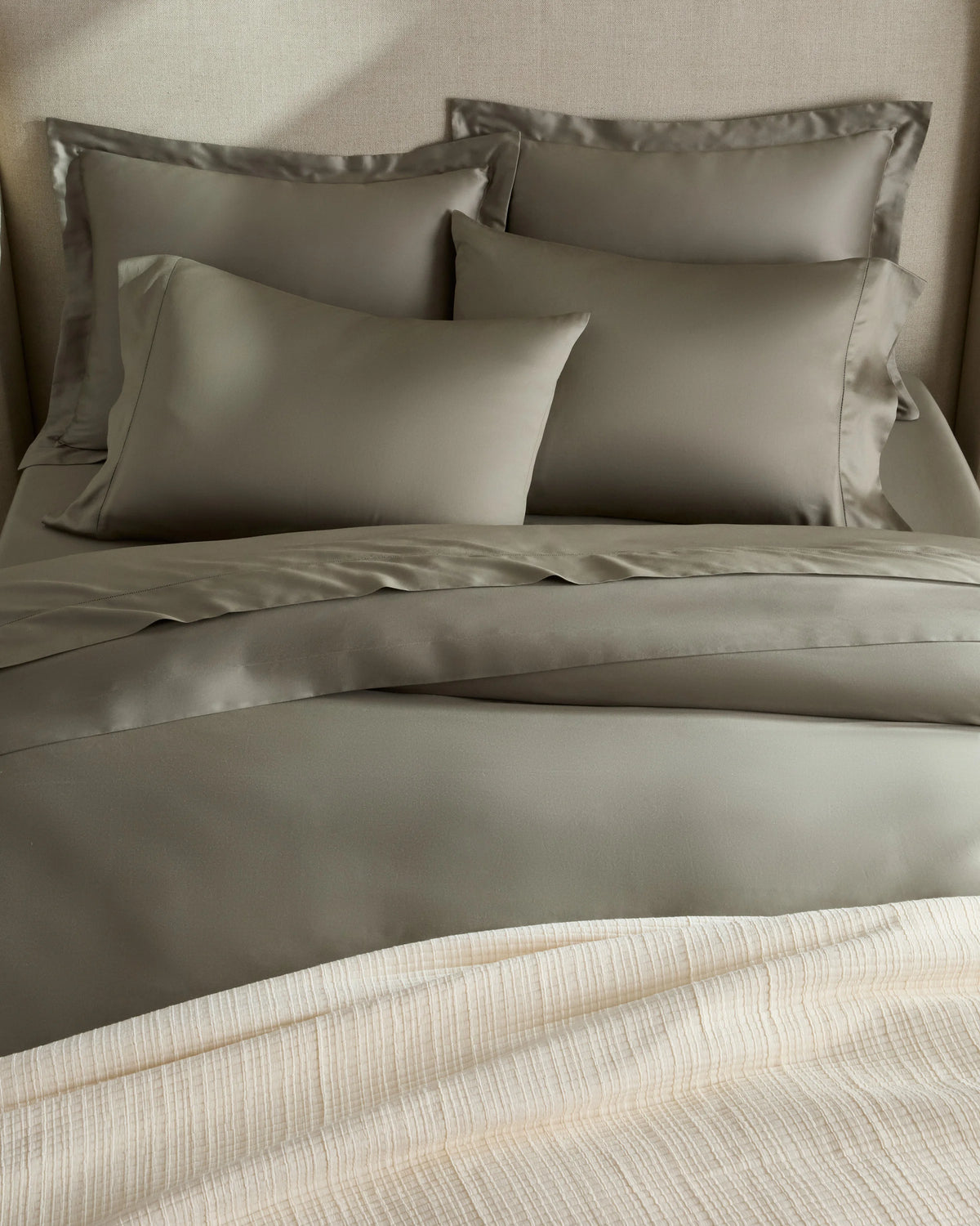 Signature Giza Cotton Sateen Duvet Cover Set - Twin / Sand