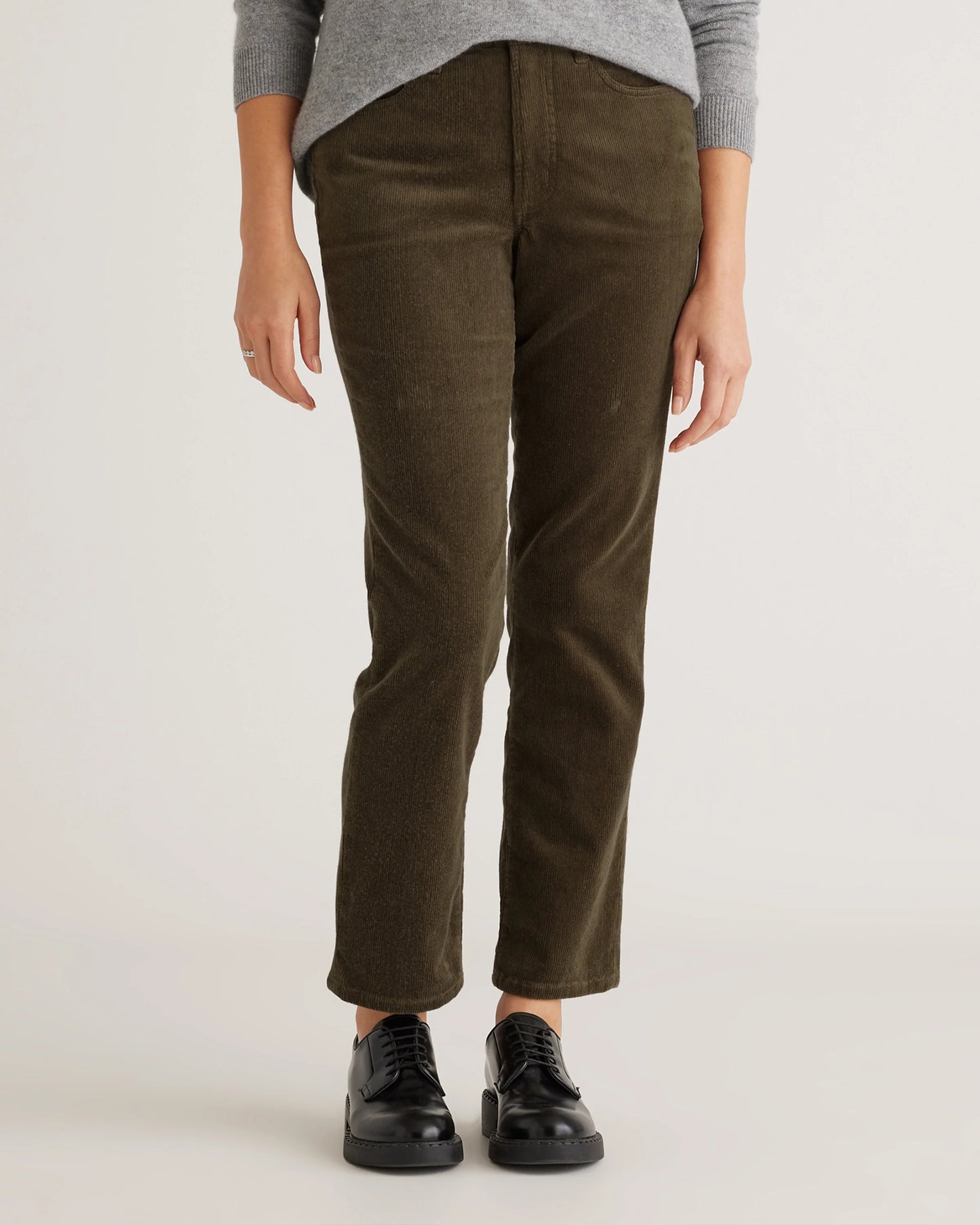 Organic Stretch Corduroy Straight Leg Pants - 0 / Espresso