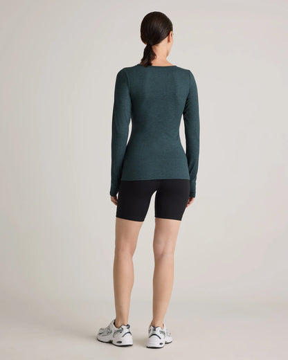 Ultra-Soft Fitted Long Sleeve Top - XS / Heather Navy