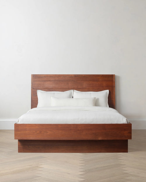 Solid Wood Platform Bed - Queen / Walnut Brown