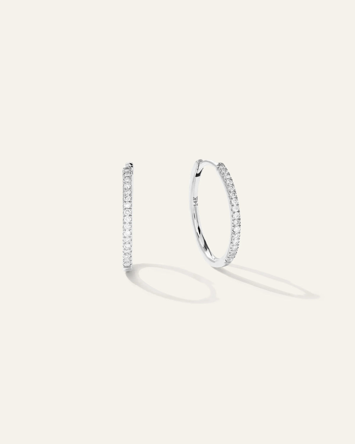 14K Gold Diamond Pave Hoops - One Size / Yellow Gold