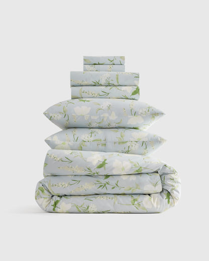 Organic Crisp Percale Deluxe Bedding Bundle - Twin / White