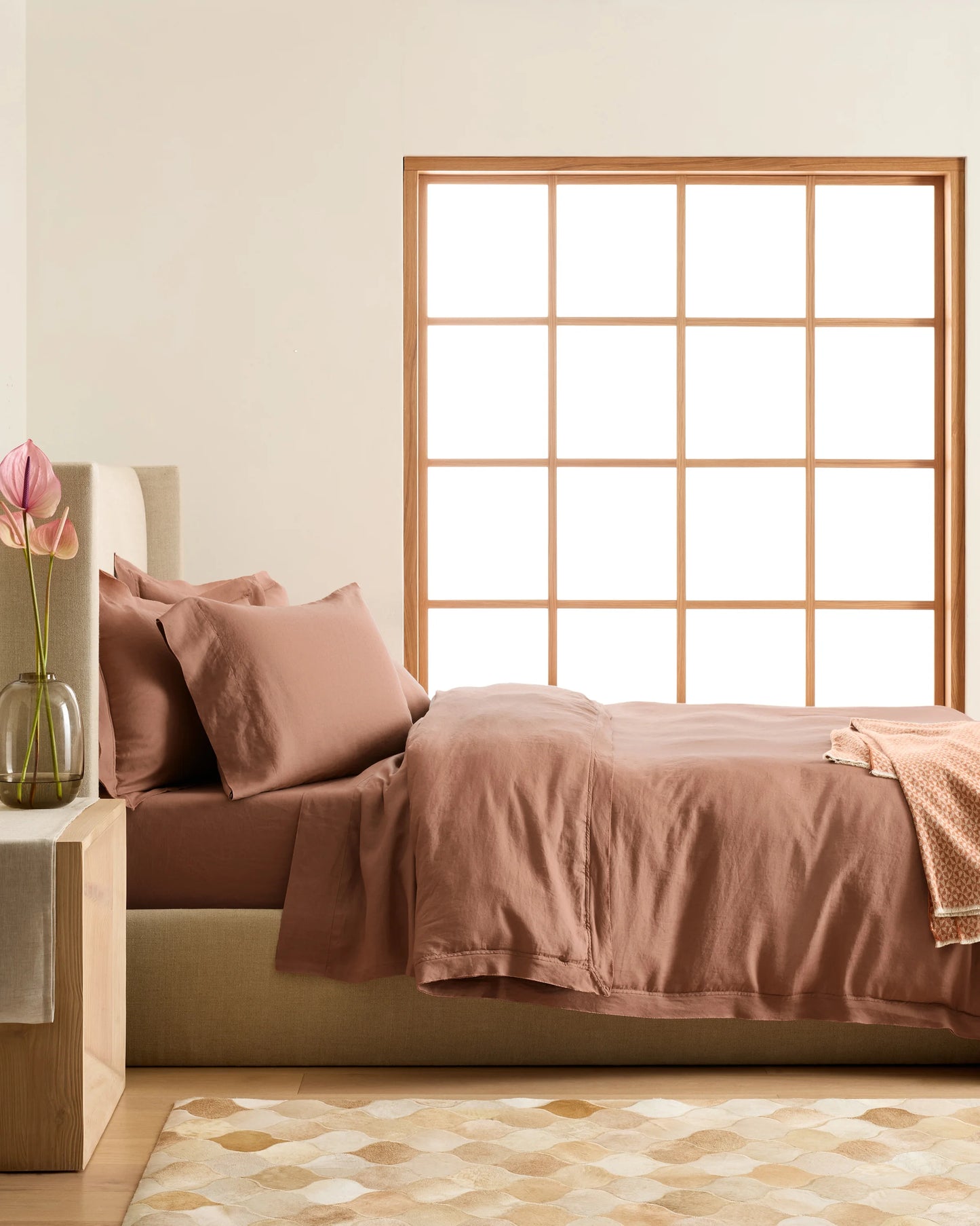 European Linen Double Flange Duvet Cover Set - Twin / Dusty Olive
