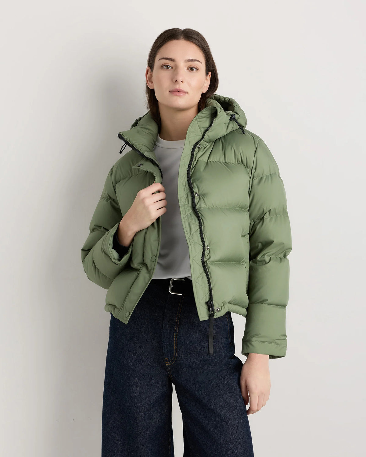 Responsible Down Cropped Puffer Jacket - XS / Shiny Black
