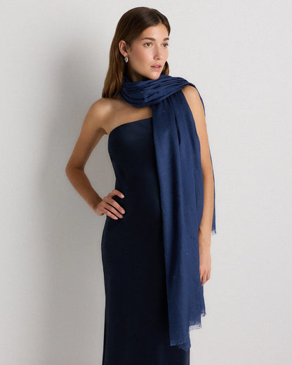 Crystal Embellished Featherweight Cashmere Silk Wrap - One Size / Ivory