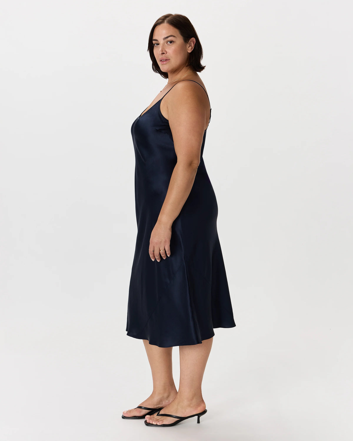 100% Washable Silk Slip Dress - 1X / Champagne