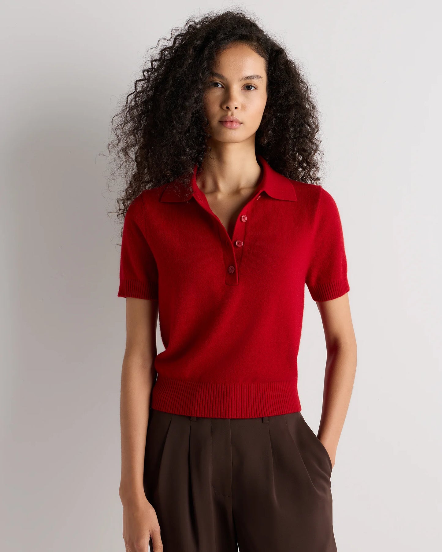 Mongolian Cashmere Short Sleeve Polo - XS / Oatmeal