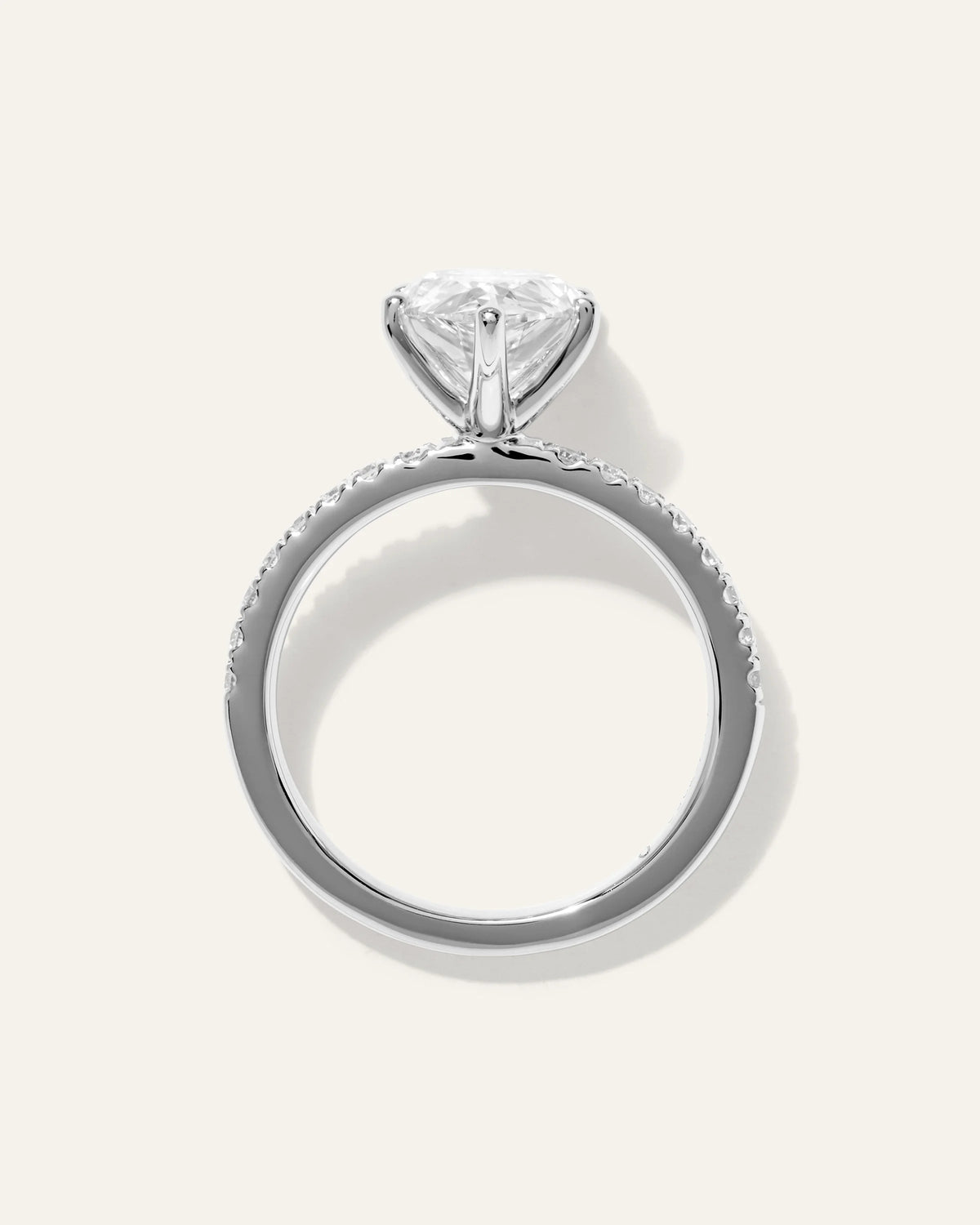 Lab Grown Diamond Pear Petite Pave Engagement Ring - 3ct - 4 / Yellow Gold