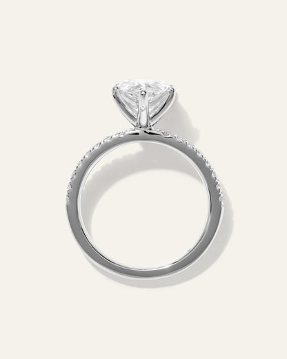 Lab Grown Diamond Pear Petite Pave Engagement Ring - 3ct - 4 / Yellow Gold