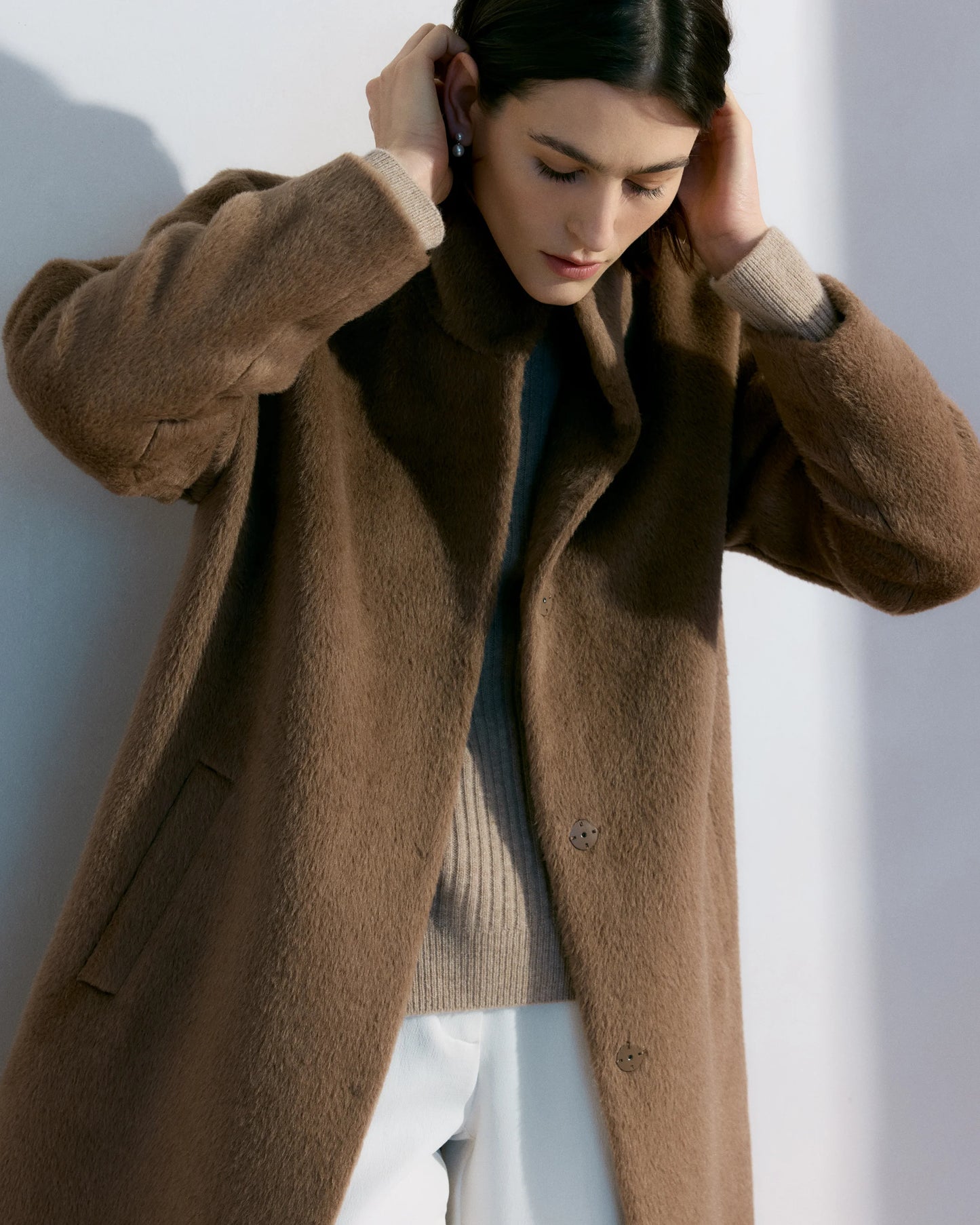 Alpaca-Wool Stand Collar Coat - XS / Rustic Brown