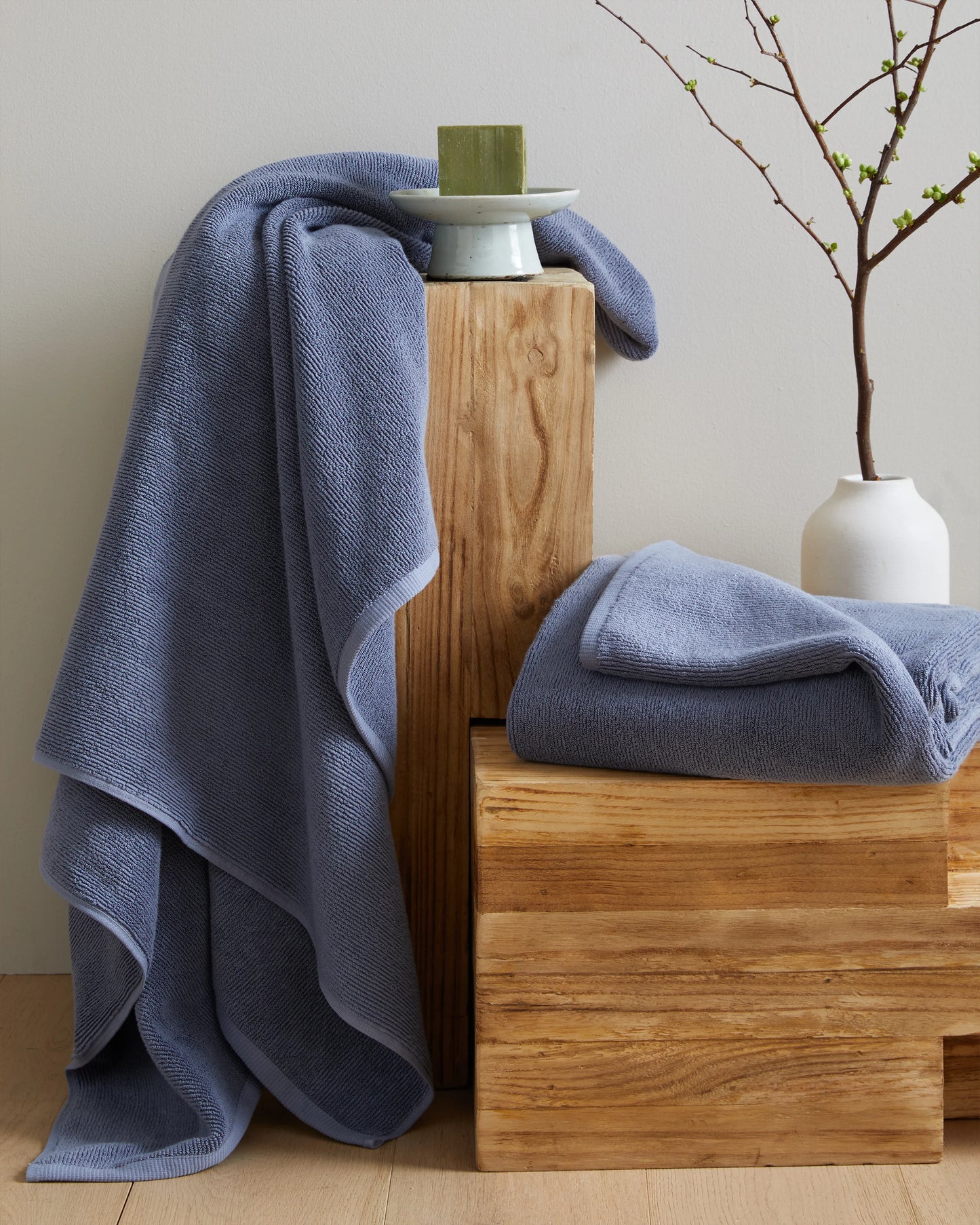 Turkish Ribbed Quick Dry Bath Sheet (Set of 2) - One Size / Mineral