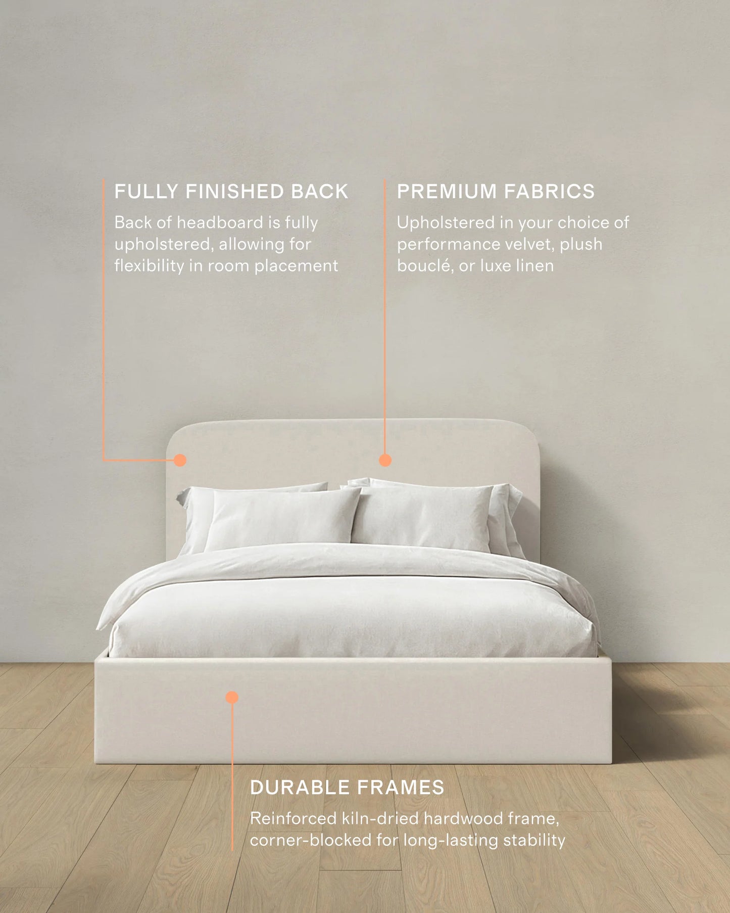Curved Bed in Performance Linen - Full / Ivory