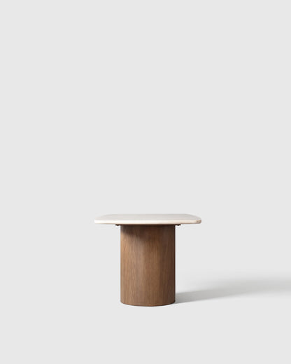 Marble Dining Table with Double Pedestal Base - 72" / Cream/Chestnut