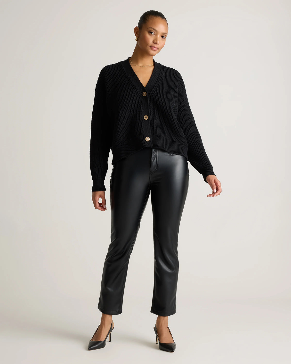 Vegan Leather Straight Leg Pants - 0 / Espresso
