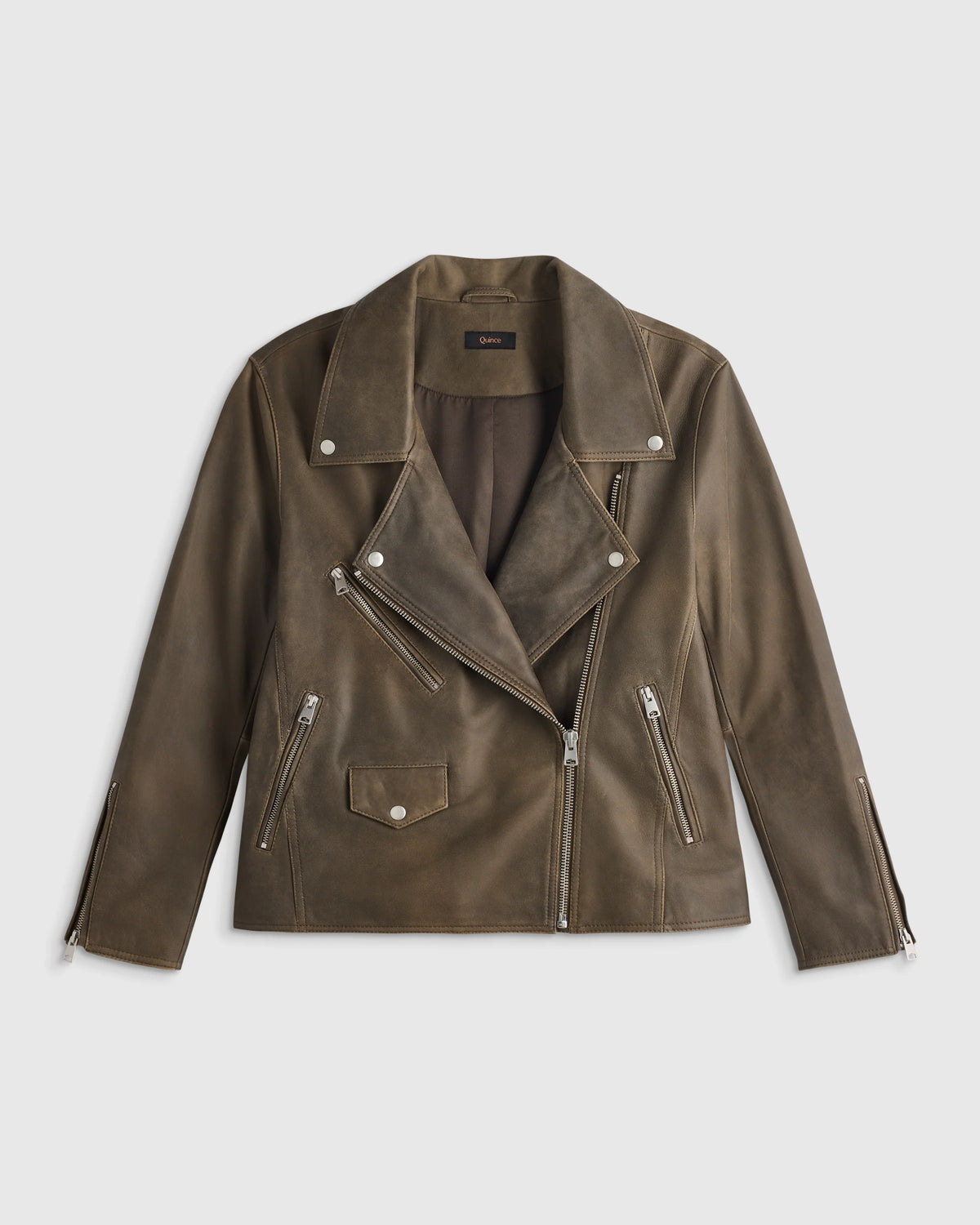 100% Leather Oversized Biker Jacket - XS / True Black