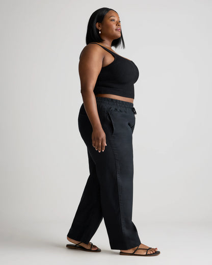 100% European Linen Wide Leg Pants - 1X / Bayberry Olive