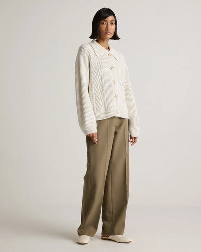 Australian Merino Wool Collared Cable Cardigan - XS / Coffee Bean Brown