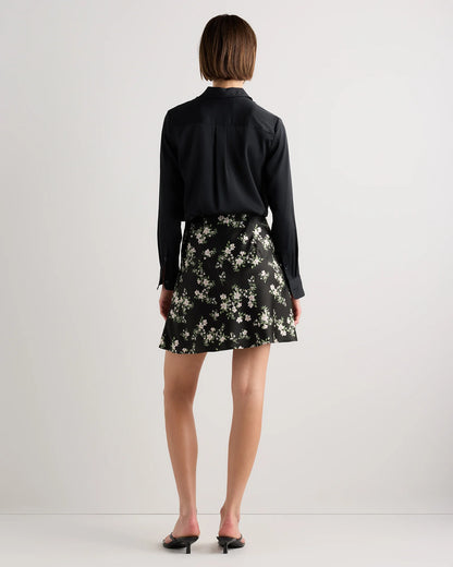 100% Washable Silk Mini Skirt - XS / Champagne
