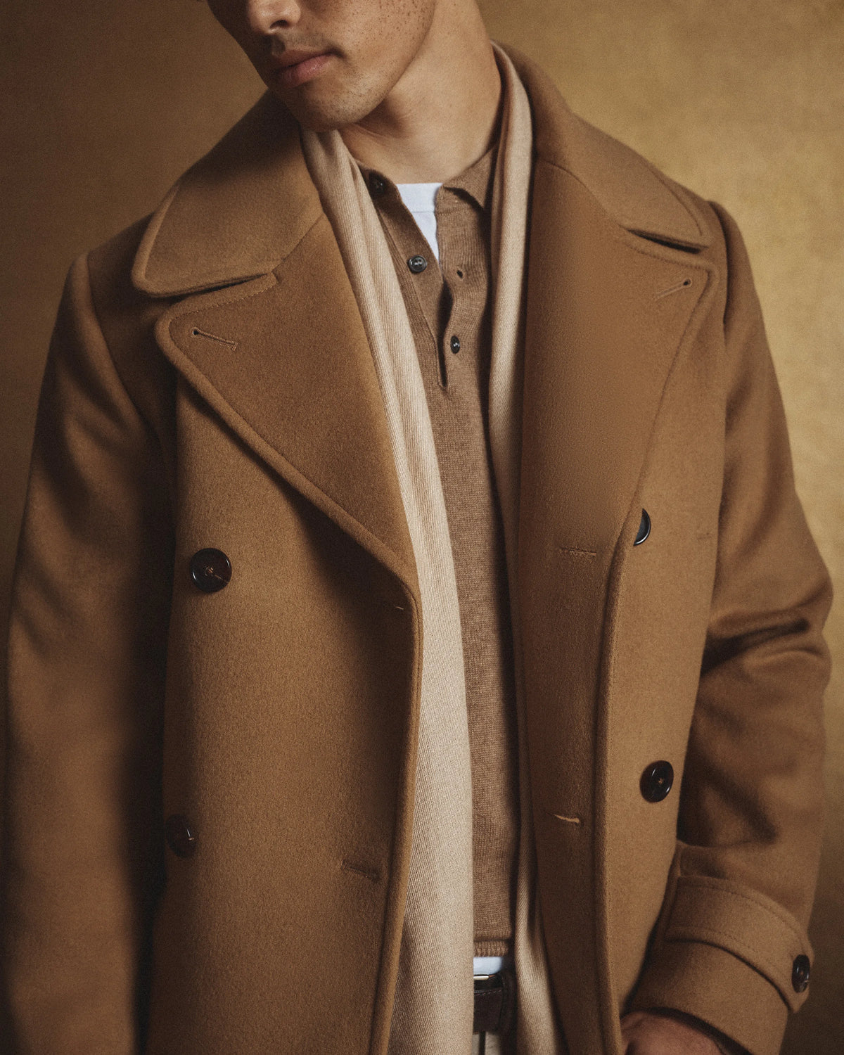 Italian Wool Double-Breasted Officer Topcoat - S / Heather Charcoal